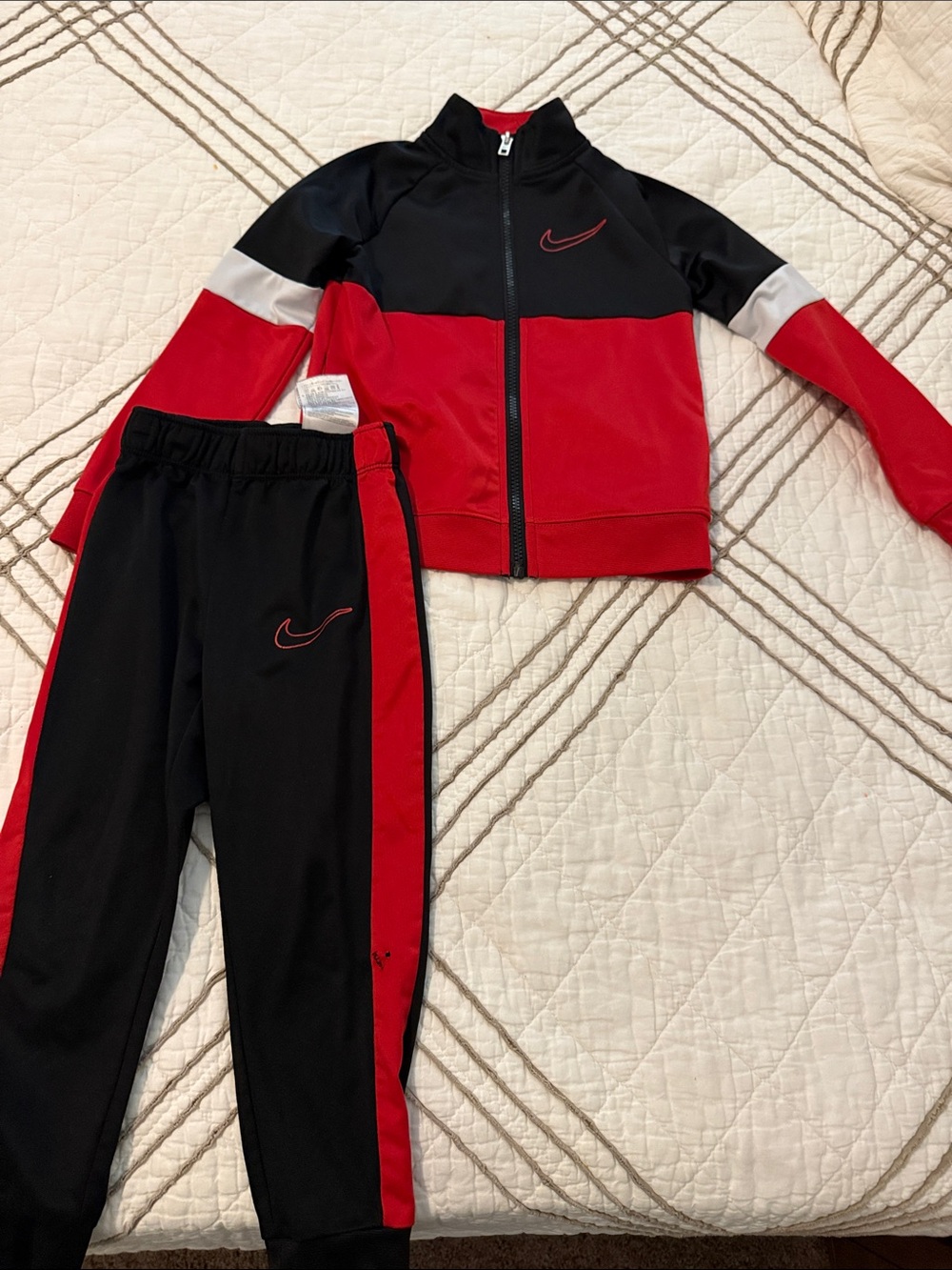 Nike Red, Black & White Kids' Athletic Track Jacket and Pants
